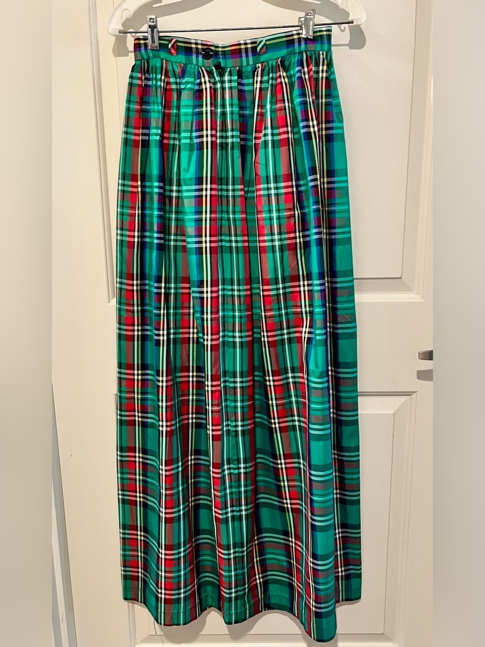 Vintage Green and Red Plaid Maxi Skirt